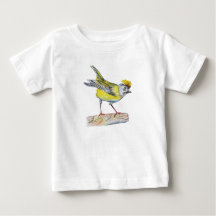 Gult Bird Teckning Småbarn Ruffle Tee, White