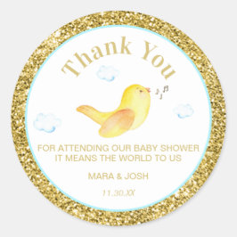 *~* Gult Birdie Clouds Himlar Baby Shower Tack Runt Klistermärke