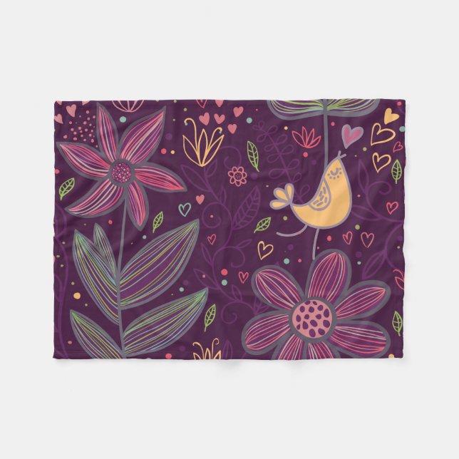 Gult Birdie Fleece Blanket (Framsidan (Horisontell))