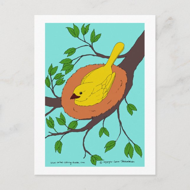 Gult Birds bo Vykort (Framsida)