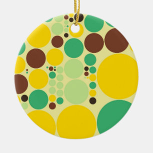 Gult, blå, brun Polka dots Mönster Julgransprydnad Keramik