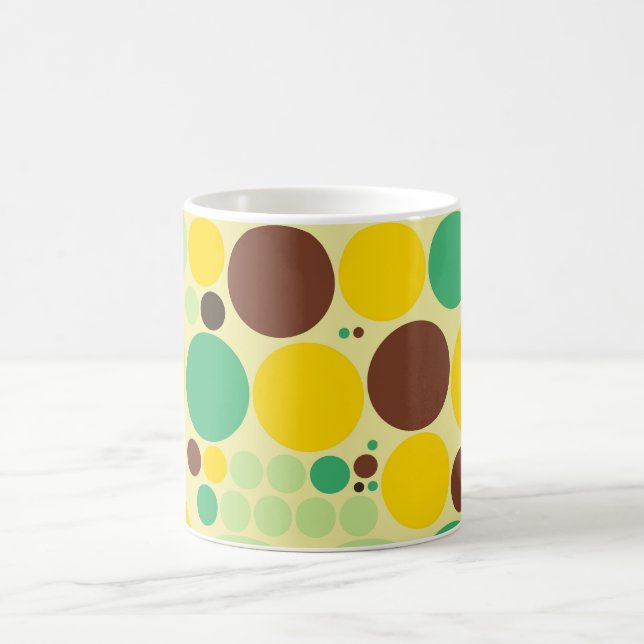 Gult, blå, brun Polka dots Mönster Kaffemugg (Center)