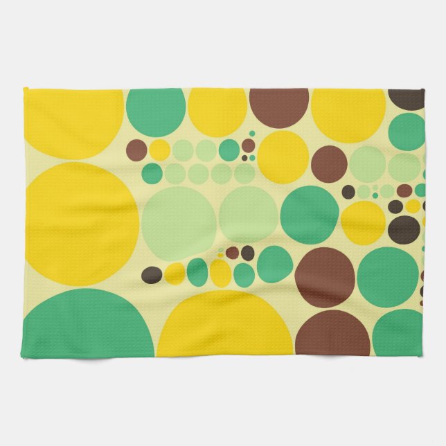 Gult, blå, brun Polka dots Mönster Kökshandduk (Horisontell)