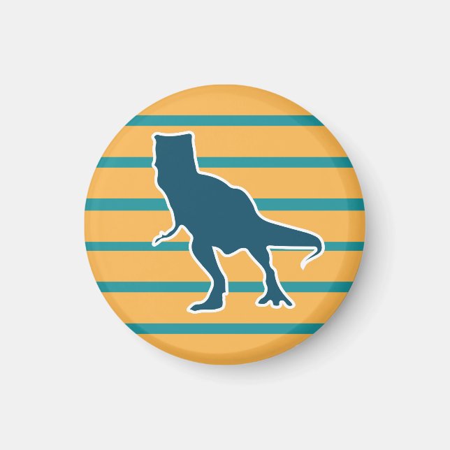 Gult blå dinosaur t-rex magnet (Framsidan)