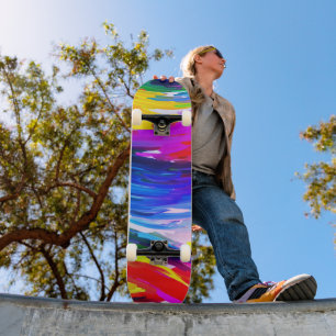 Gult Blå fingermåla Skateboard