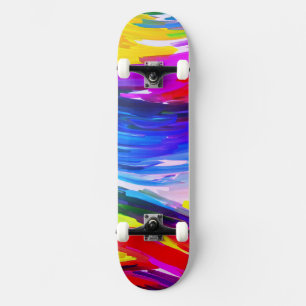 Gult Blå fingermåla Skateboard
