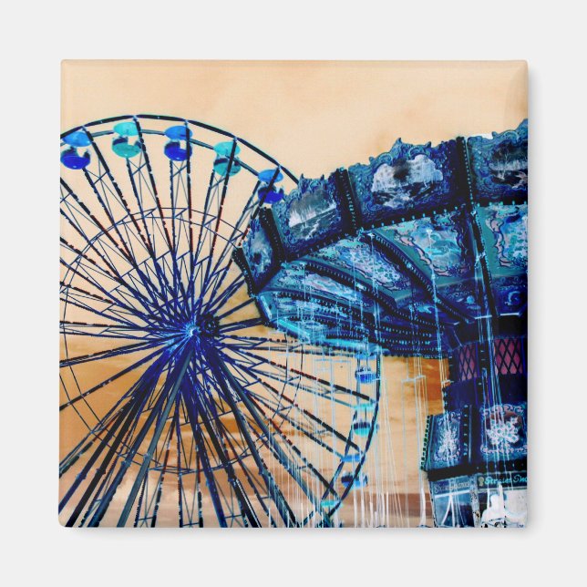 Gult blå invertera ferris-hjulsväxlingar fair ride magnet (Framsidan)
