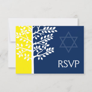 Gult Blå Livets träd Pub Mitzvah OSA Kort