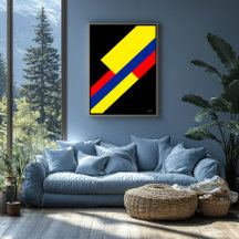 Gult, blå och röd diagonal Bauhaus-design