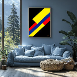 Gult, blå och röd diagonal Bauhaus-design Poster