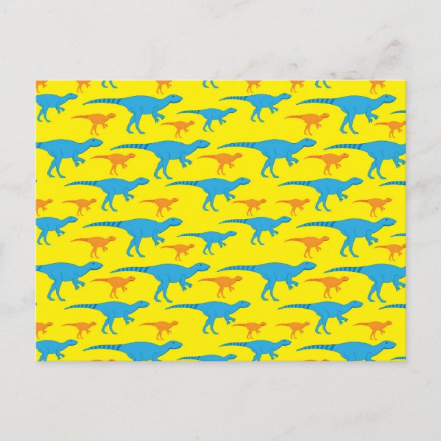 Gult Blå Orange Dinosaur-design Mönster-gåvor Vykort (Framsida)