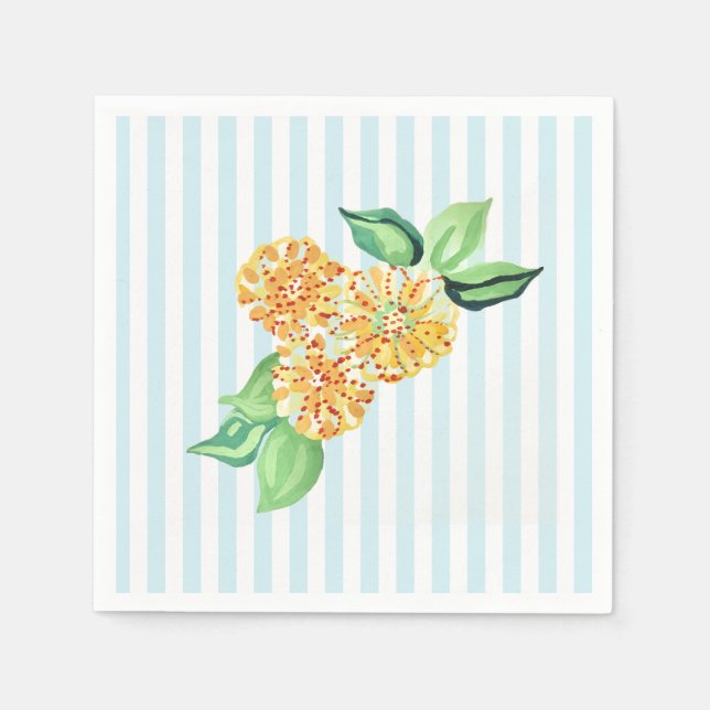 Gult Blå Rand Pappersservett (Framsidan)