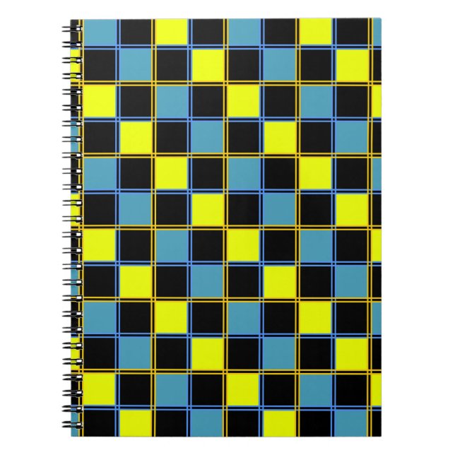 Gult blå, styrd geometrisk mönster anteckningsbok (Framsidan)