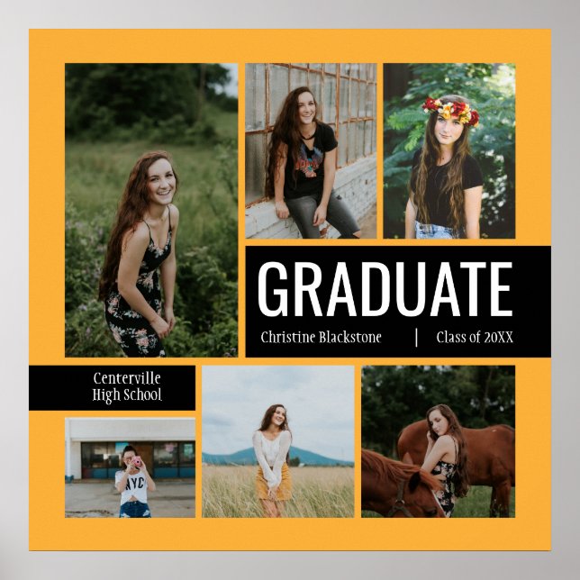 Gult & Black 6 Photo Studenten Poster (Framsidan)