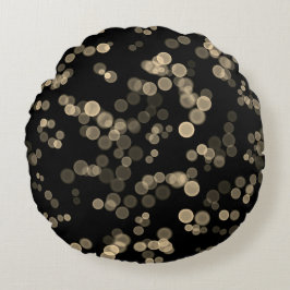 Gult Black Abstrakt Bubble Bokeh Mönster Rund Kudde