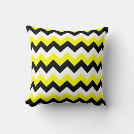 Gult Black and White Zigzag Kudde