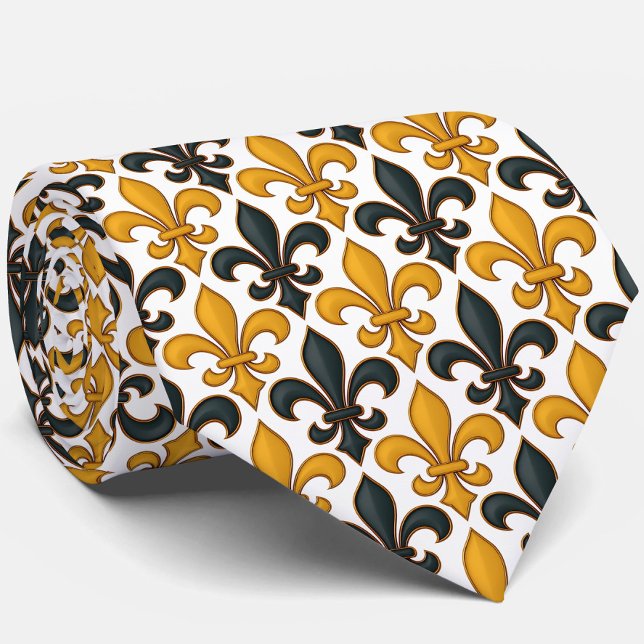 Gult Black Baroque Fleur-de-lis Mönster Design Slips (Skapare uppladdad)