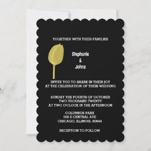 Gult Black Blommigt Tulips Elegant Boho Bröllop Inbjudningar