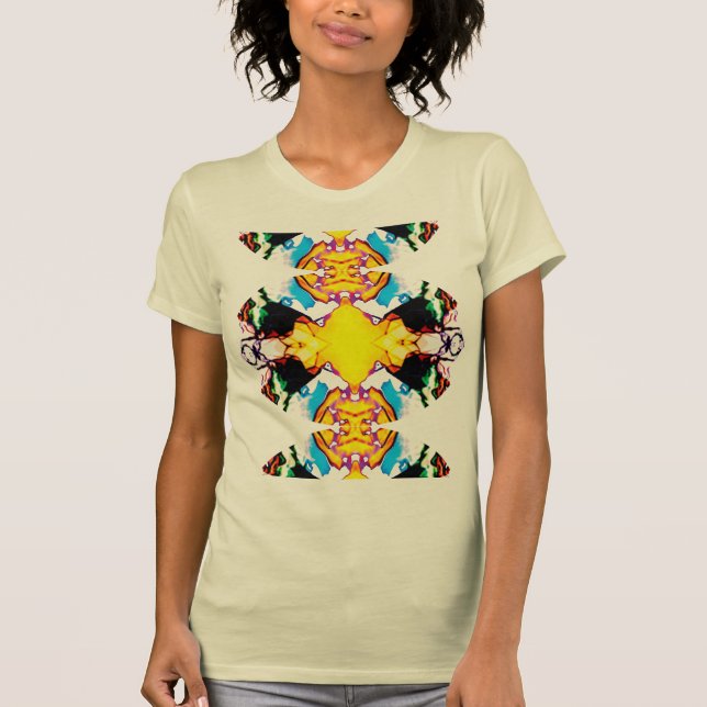 Gult Black Blue Grönt Southwest Extended Mandala T Shirt (Framsida)