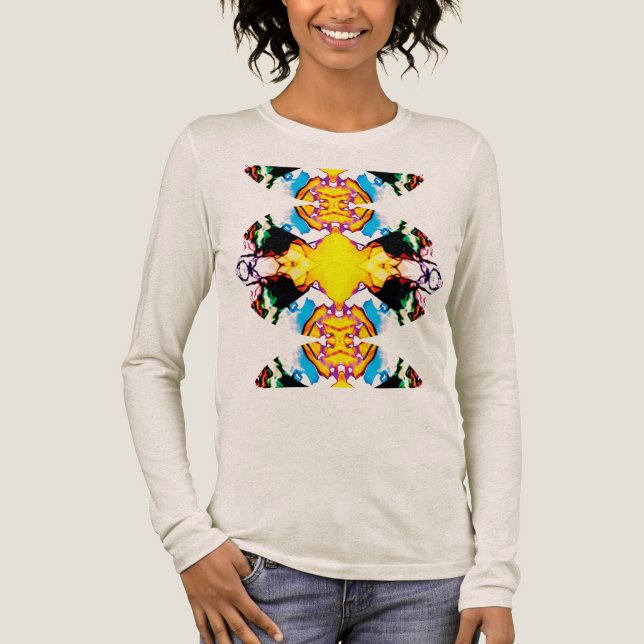 Gult Black Blue Grönt Southwest Extended Mandala T Shirt (Framsida)