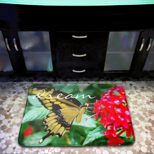 Gult Black Butterfly Photography Dream Script Badrumsmatta