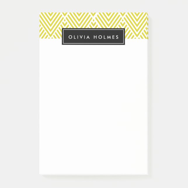 Gult & Black Chevron Mönster Post-it Block (Framsida)