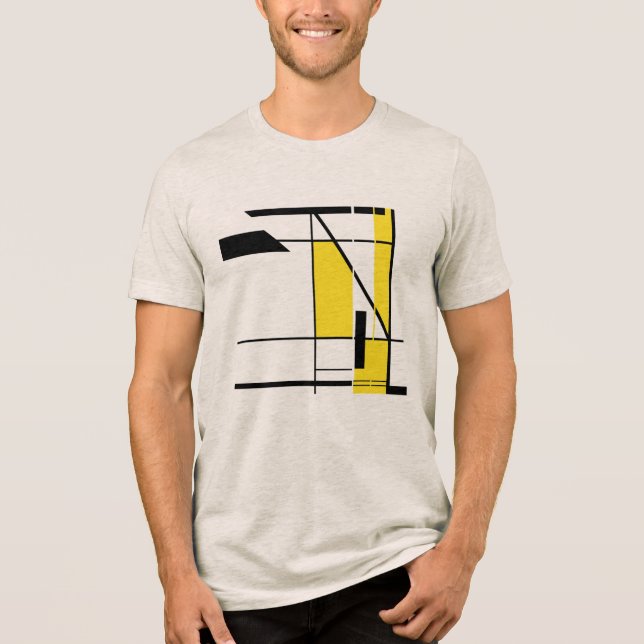 Gult Black Contemporary Art Geometric Mosaic T Shirt (Framsida)