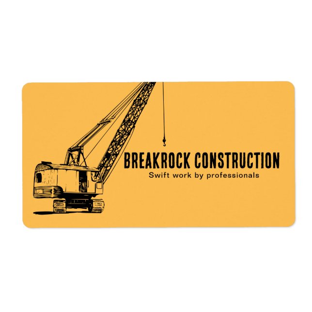 Gult Black Crane Illustrative Stil Construction Fraktsedel (Framsidan)