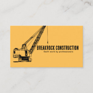 Gult Black Crane Illustrative Stil Construction Visitkort