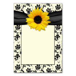 Gult Black Cream Damask Solros Bröllop Bordsnummer