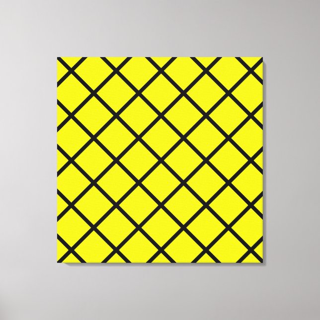 Gult Black Criss Kor Linjer Wrapped Canvas (Framsida)