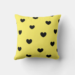 Gult Black Cute Mysigt Modern Romantic Chic Heart Kudde