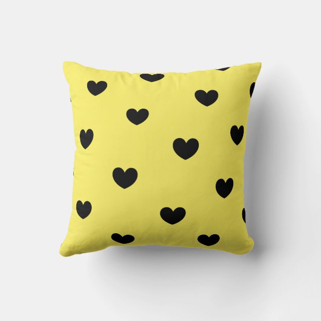 Gult Black Cute Mysigt Modern Romantic Chic Heart Kudde (Baksida)