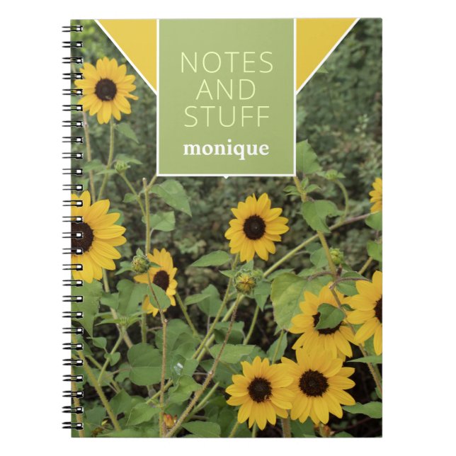 Gult Black-Eyed Susan Blommigt Notebook Anteckningsbok (Framsidan)