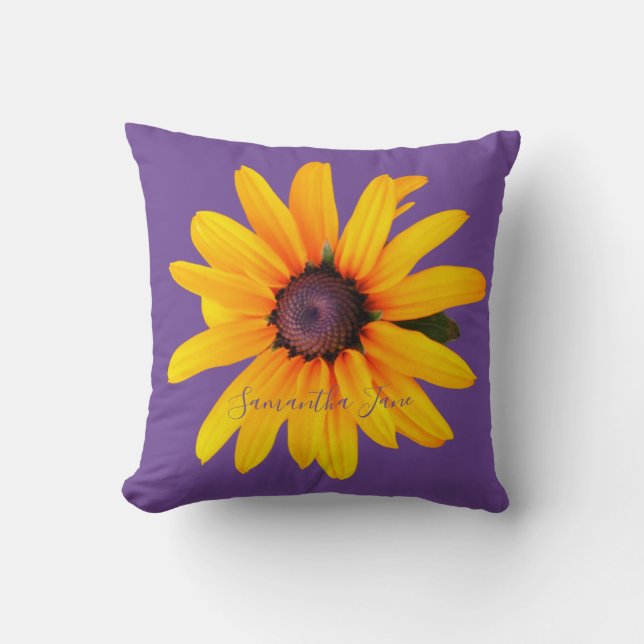 Gult Black-Eyed Susan Lila Vår, sommartid Kudde (Framsida)