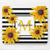 Gult Black-Eyed Susan Monogram Black Rand
