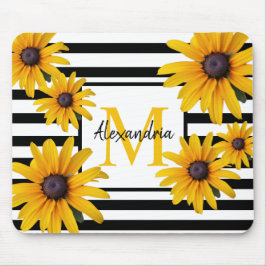 Gult Black-Eyed Susan Monogram Black Rand Musmatta