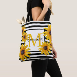 Gult Black-Eyed Susan Monogram Black Rand Tygkasse