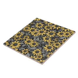 Gult Black-Eyed Susan mönster Kakelplatta