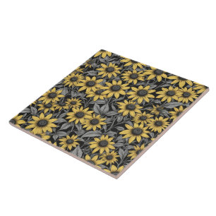 Gult Black-Eyed Susan mönster Kakelplatta