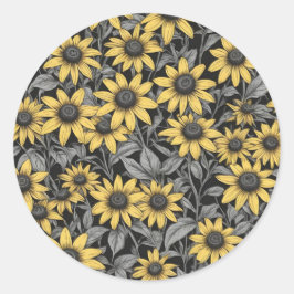 Gult Black-Eyed Susan mönster Runt Klistermärke