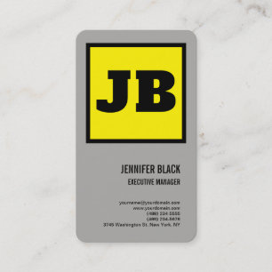 Gult Black fet Monogram minimalist Modern Plain Visitkort