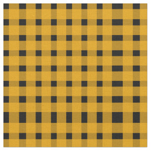 Gult Black Gingham Mönster Tyg