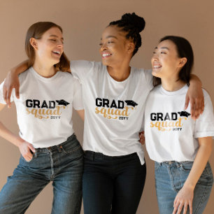 Gult Black Grad Squad - lägg till år T Shirt