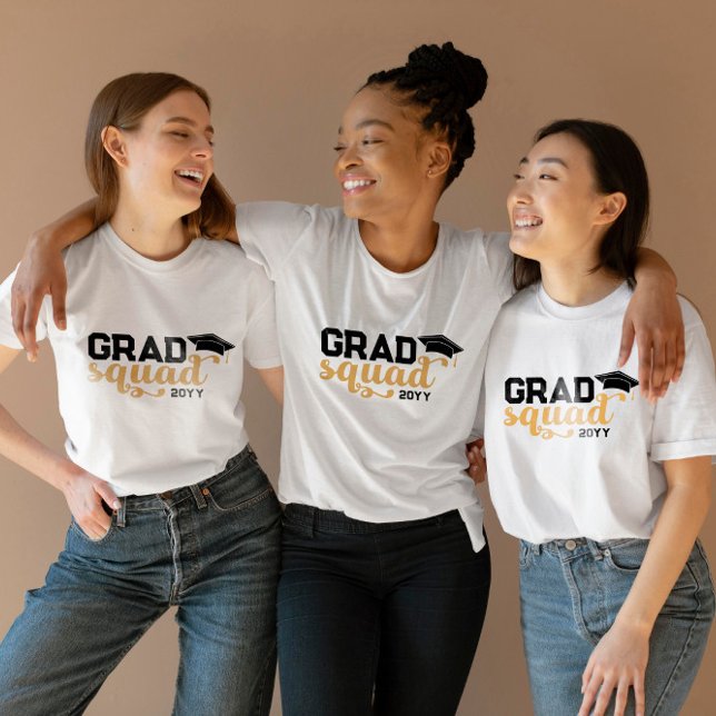 Gult Black Grad Squad - lägg till år T Shirt (Skapare uppladdad)