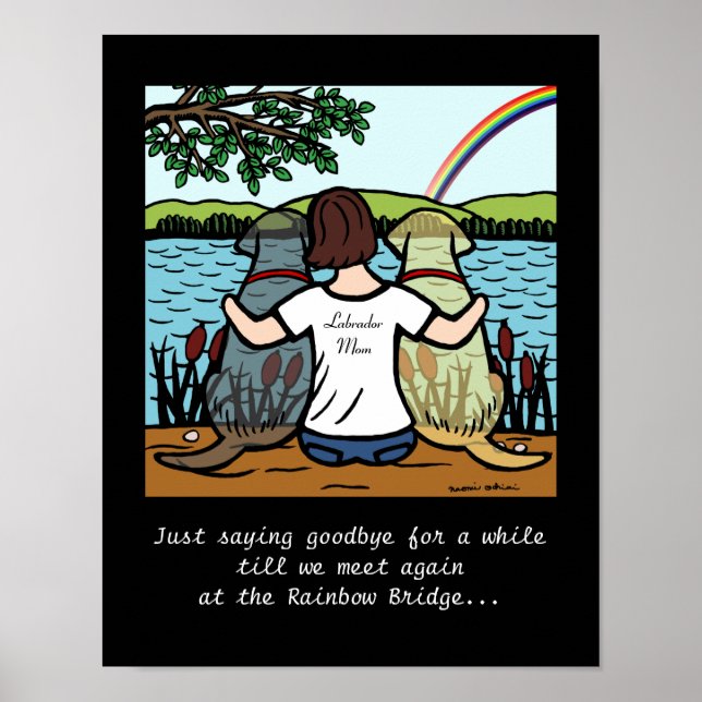 Gult & Black Labrador Änglar och Mamma Brunette Poster (Framsidan)