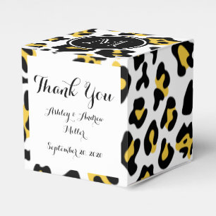 Gult Black Leopard Animal Print med Monogram Presentaskar