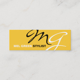 Gult Black Modern Monogram Mini Visitkort