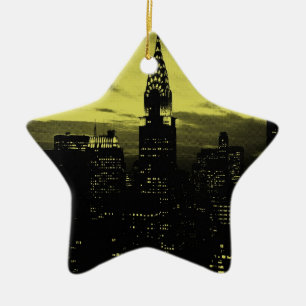 Gult Black New York City Julgransprydnad Keramik