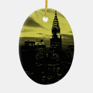 Gult Black New York City Julgransprydnad Keramik